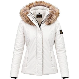 Cream Polyester Full-Length Jacket
