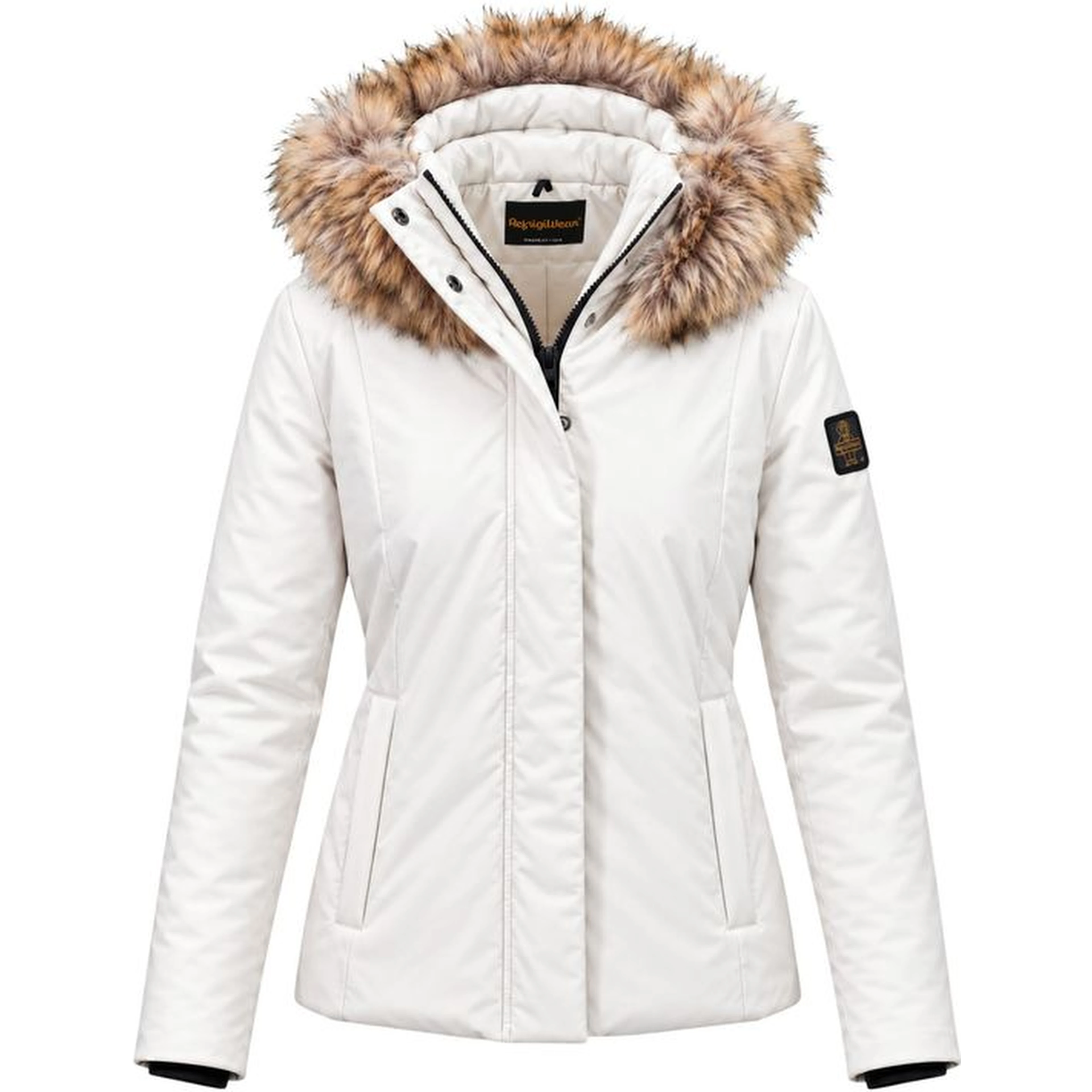 Cream Polyester Full-Length Jacket