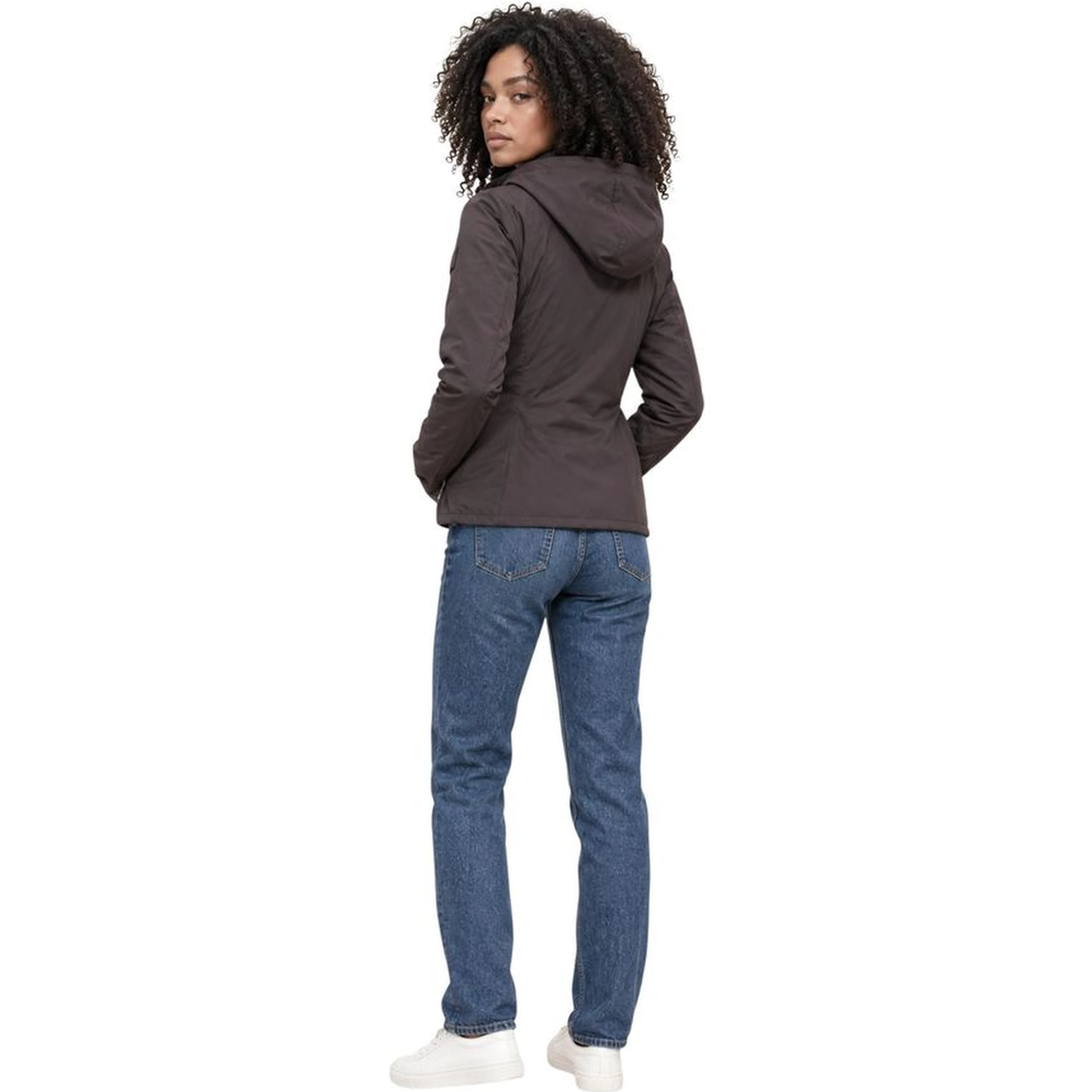 Brown Polyester Full-Length Jacket