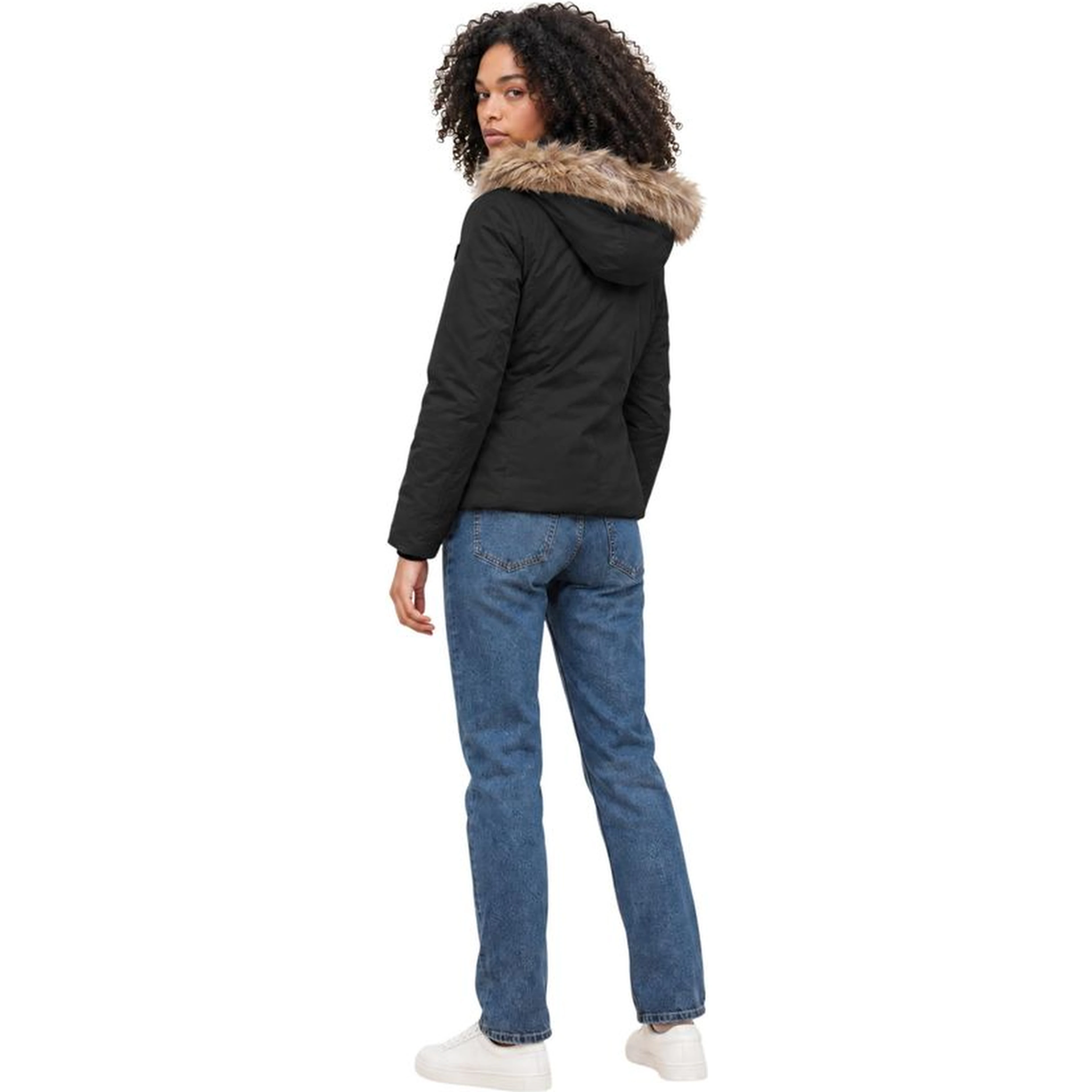 Black Polyester Full-Length Jacket