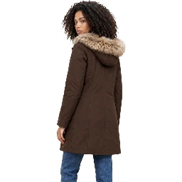 Brown Polyester Full-Length Jacket