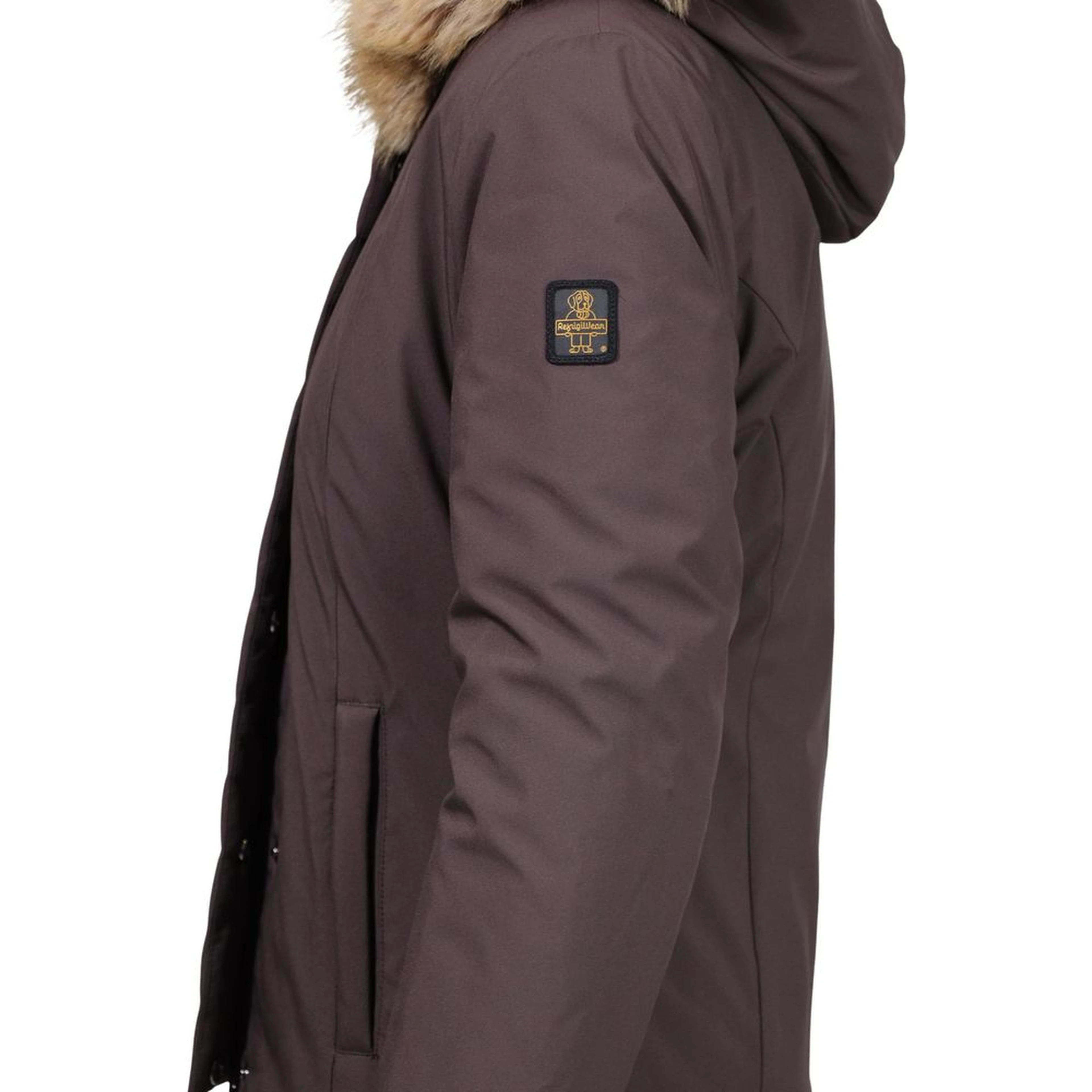 Brown Polyester Full-Length Jacket