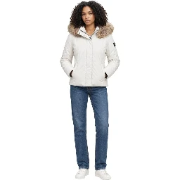 Cream Polyester Full-Length Jacket