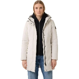 Cream Polyester Full-Length Jacket