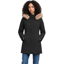 Black Polyester Full-Length Jacket
