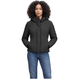 Black Polyester Full-Length Jacket