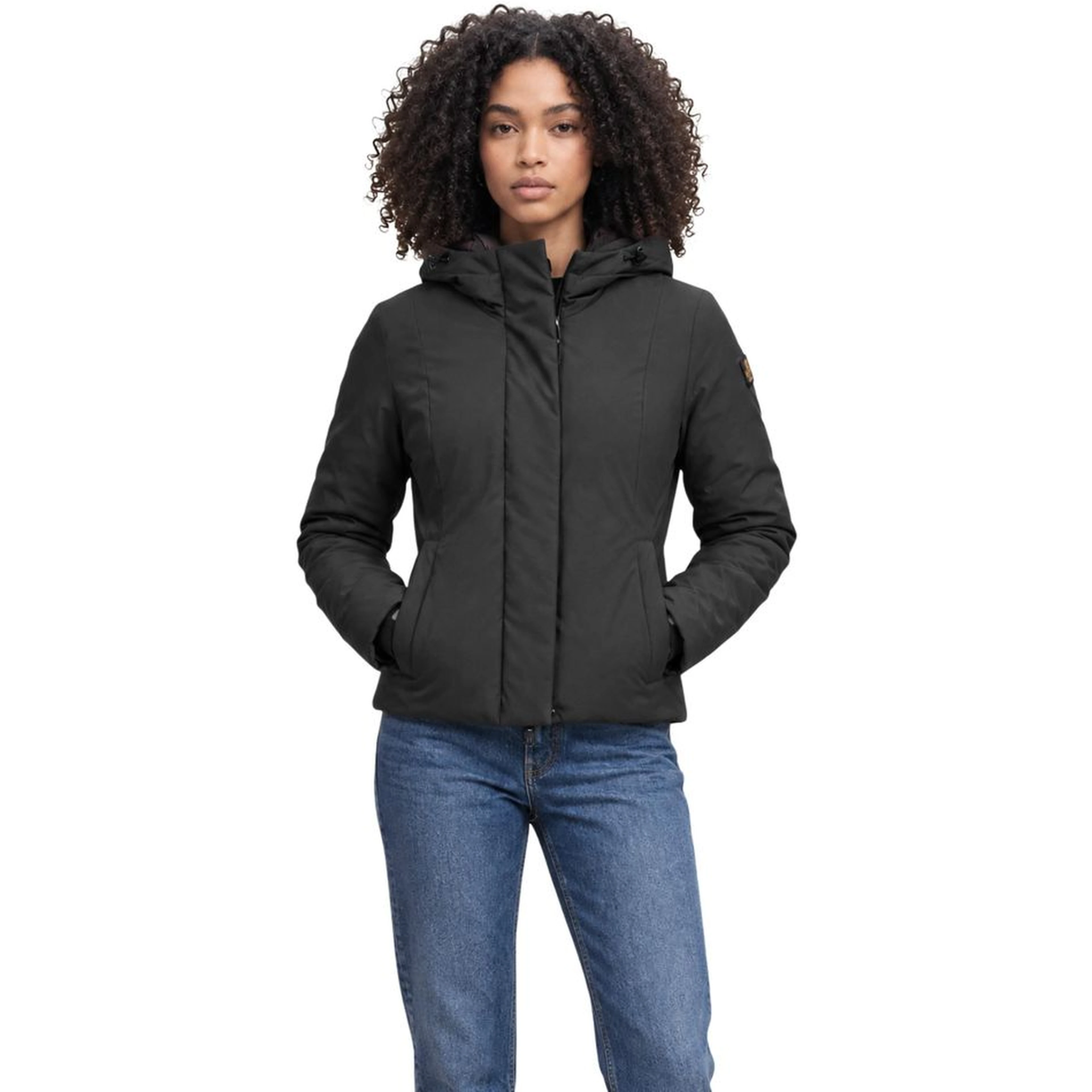Black Polyester Full-Length Jacket