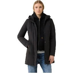 Black Polyester Full-Length Jacket