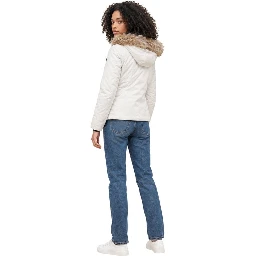 Cream Polyester Full-Length Jacket