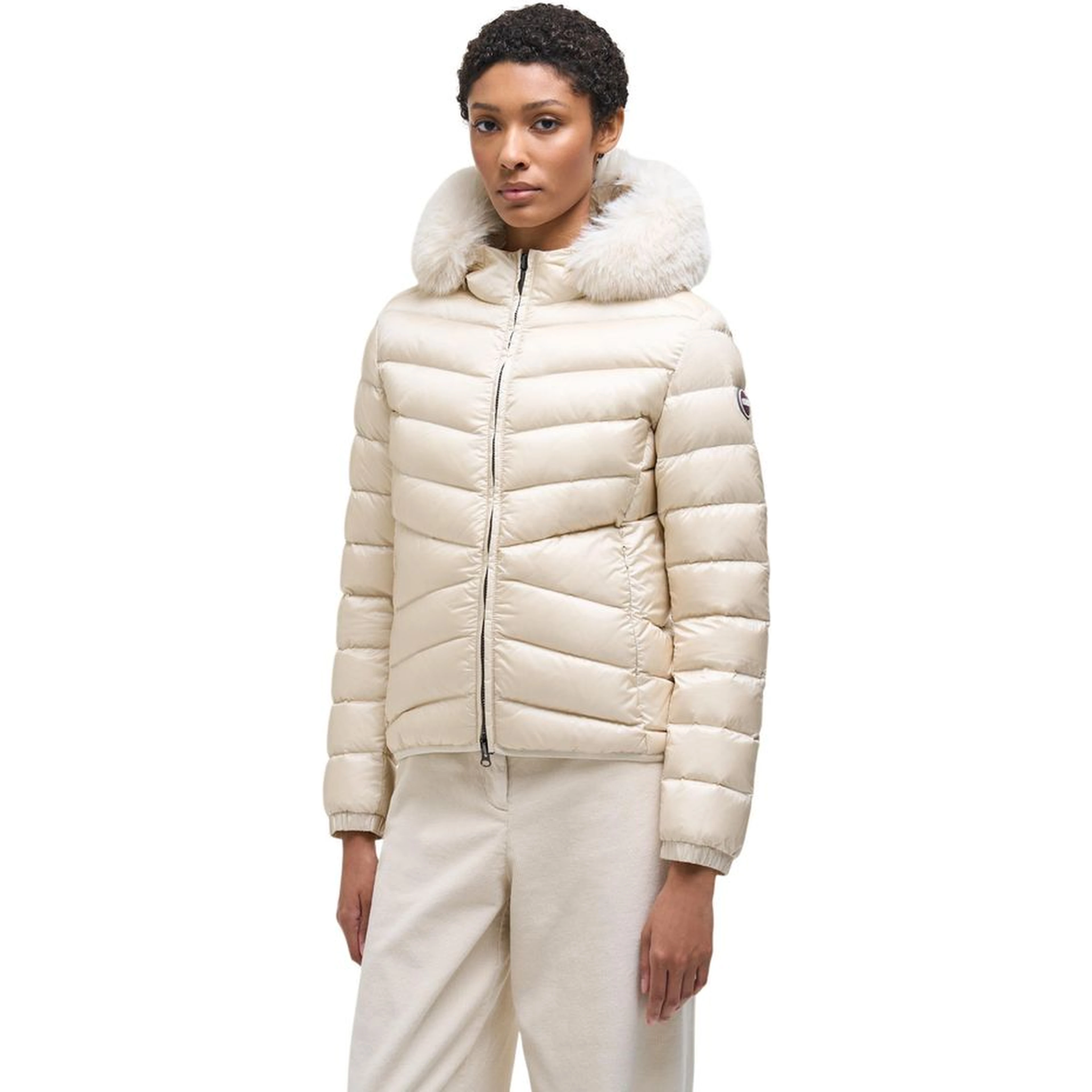 Beige Polyamide Full-Length Jacket