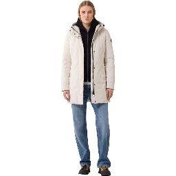 Cream Polyester Full-Length Jacket