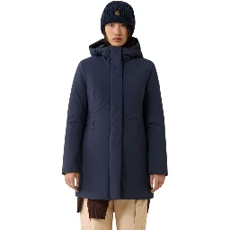 Blue Polyester Full-Length Jacket
