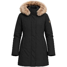 Black Polyester Full-Length Jacket