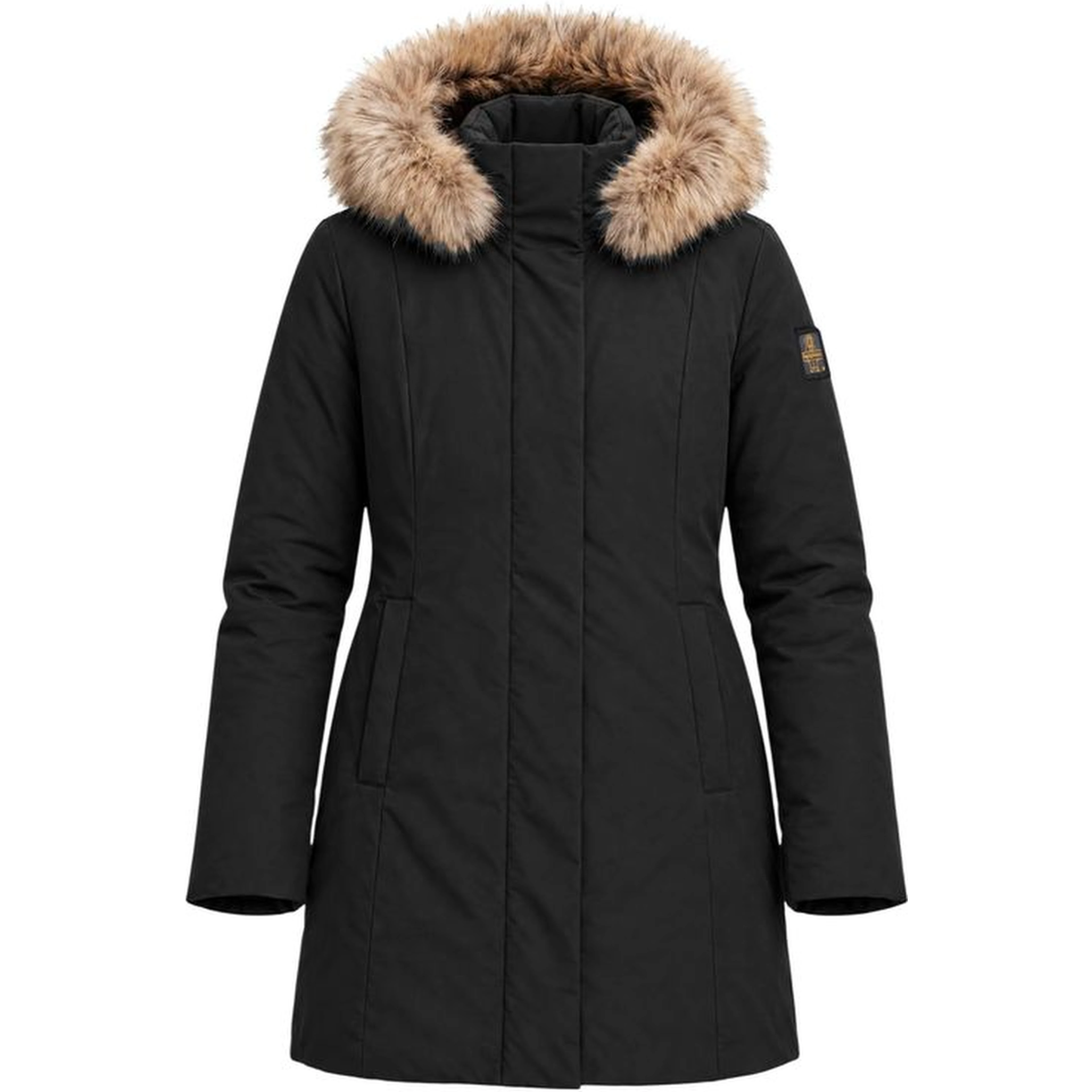 Black Polyester Full-Length Jacket
