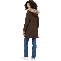 Brown Polyester Full-Length Jacket
