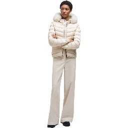 Beige Polyamide Full-Length Jacket
