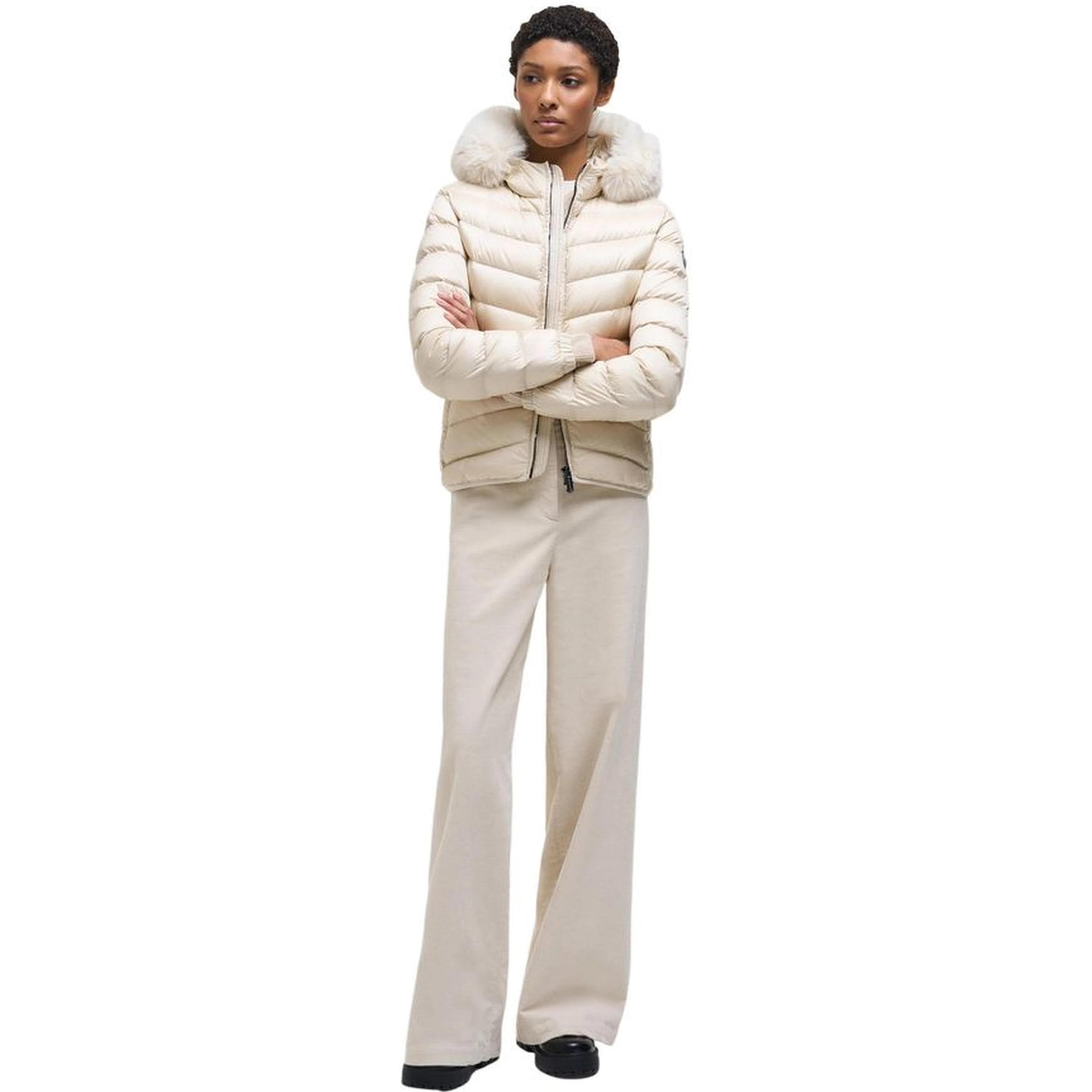 Beige Polyamide Full-Length Jacket