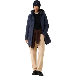 Blue Polyester Full-Length Jacket