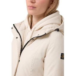 Cream Polyester Full-Length Jacket