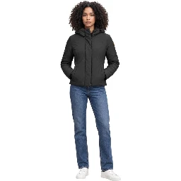 Black Polyester Full-Length Jacket