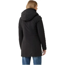 Black Polyester Full-Length Jacket