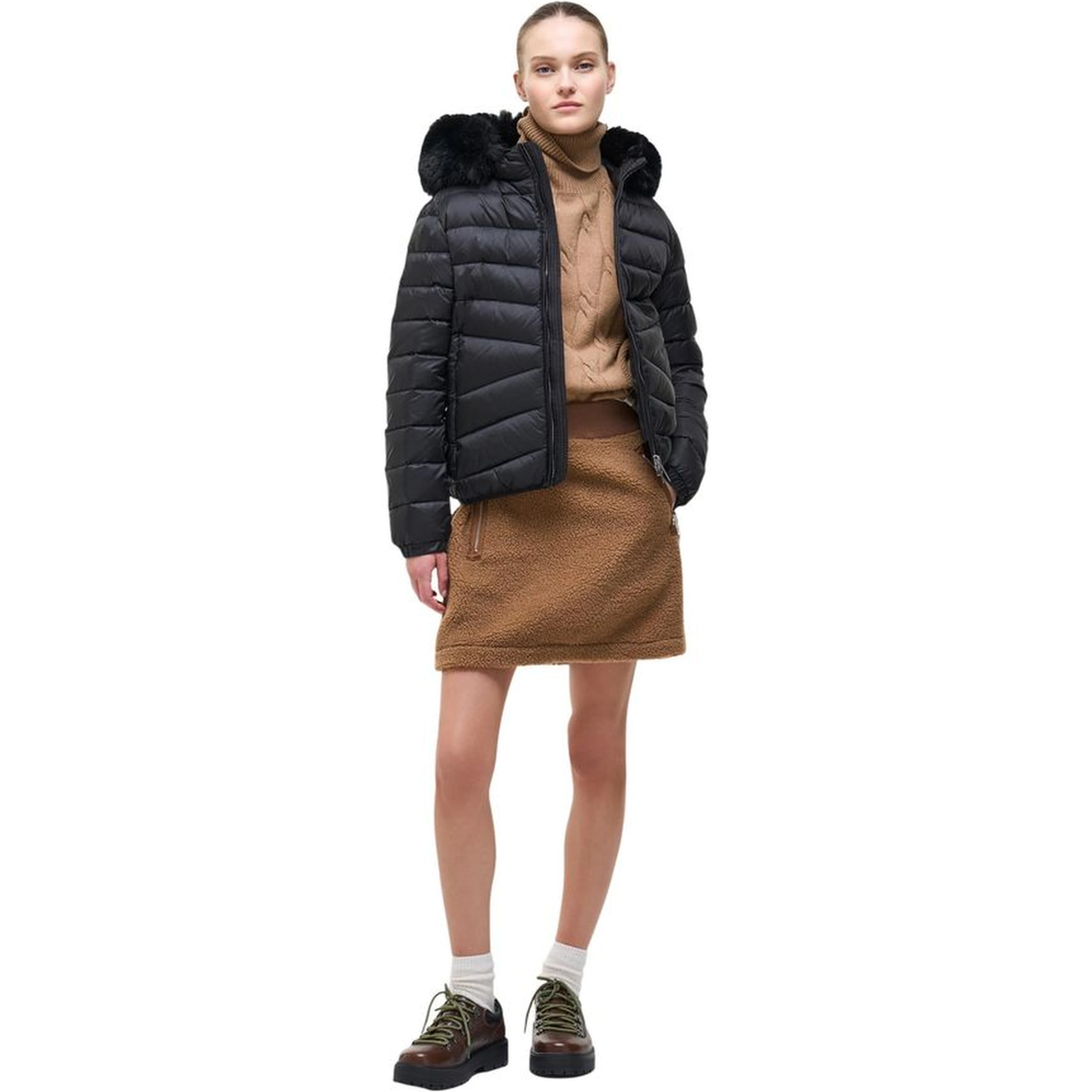 Black Polyamide Full-Length Jacket