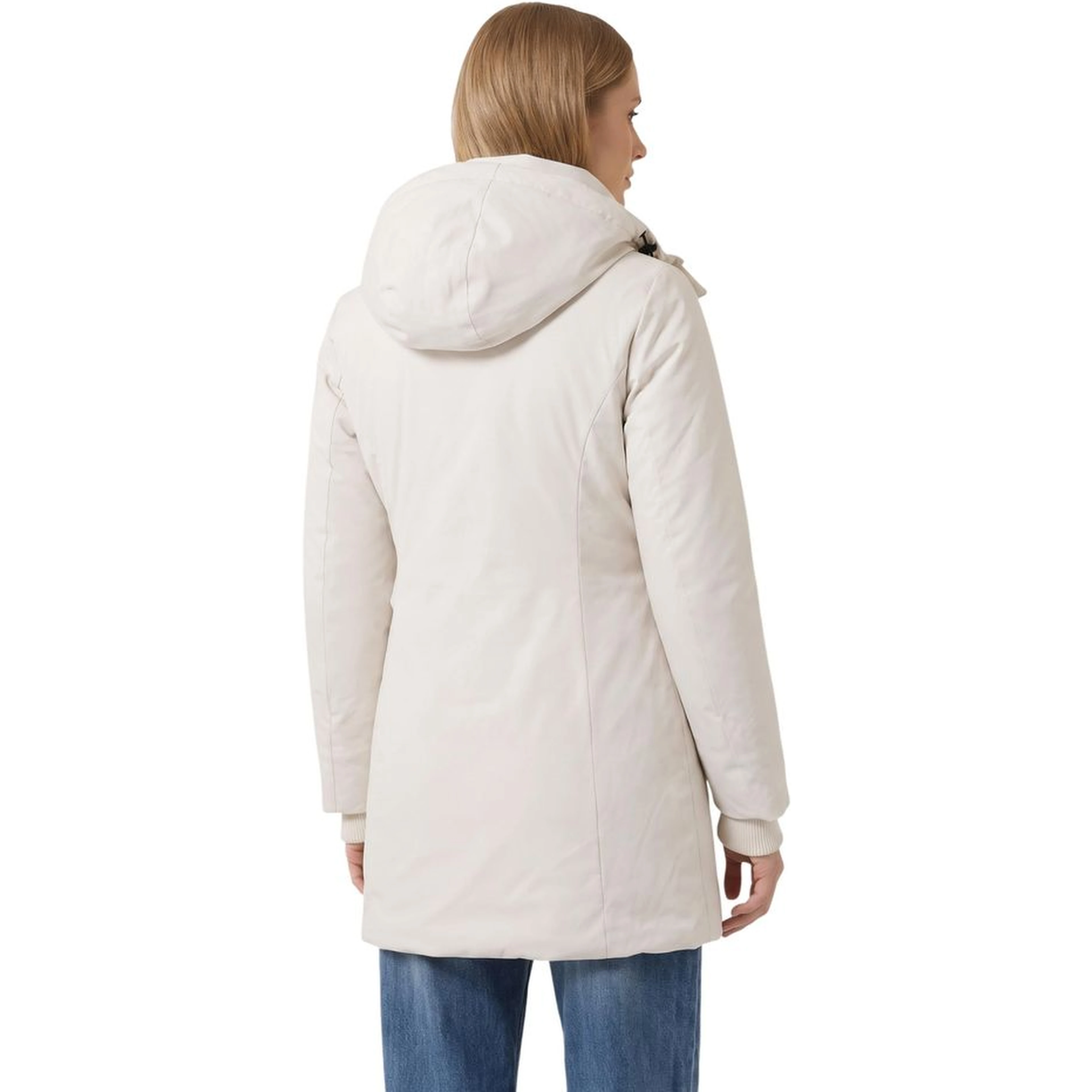 Cream Polyester Full-Length Jacket