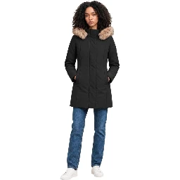 Black Polyester Full-Length Jacket
