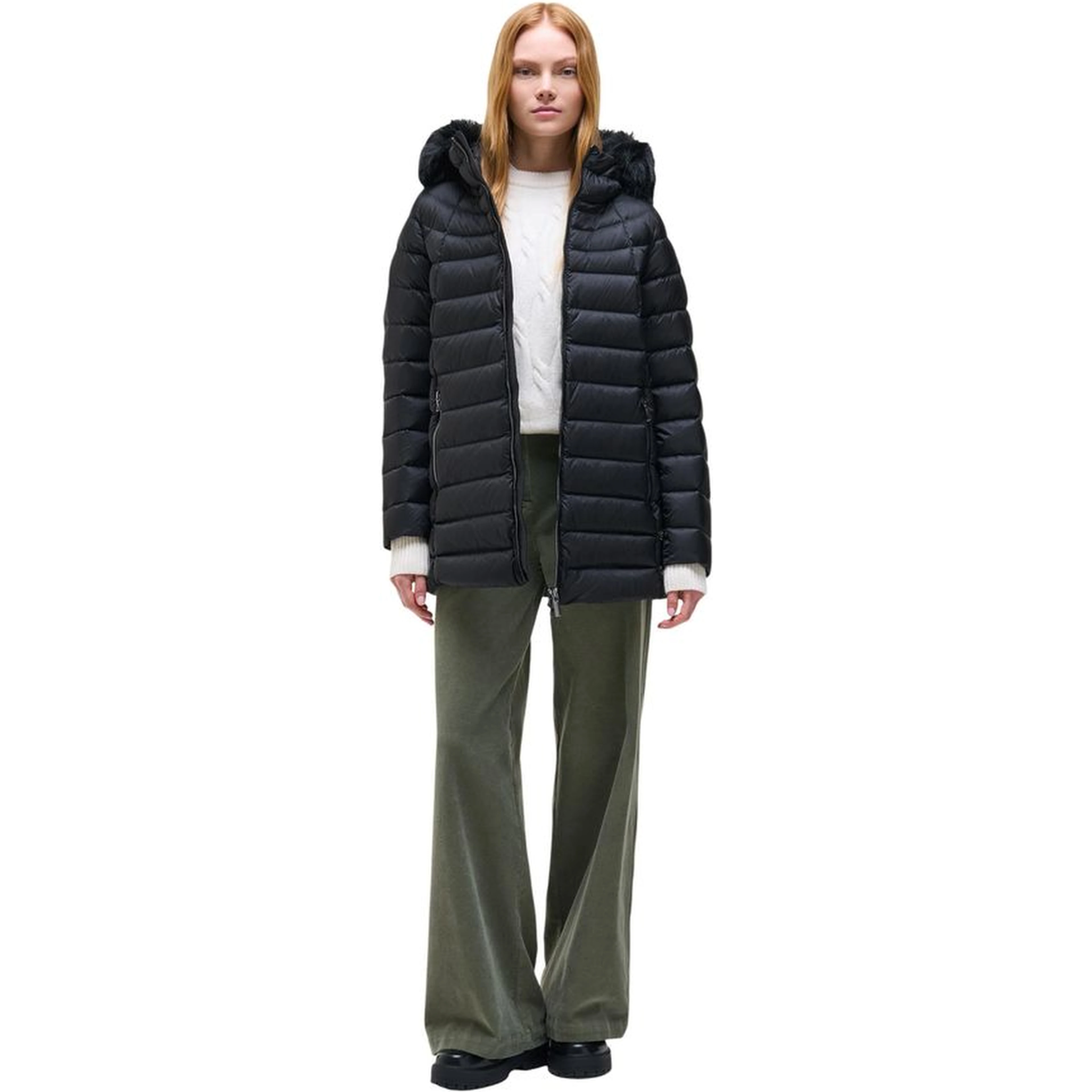 Black Polyamide Full-Length Jacket