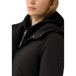 Black Polyester Full-Length Jacket
