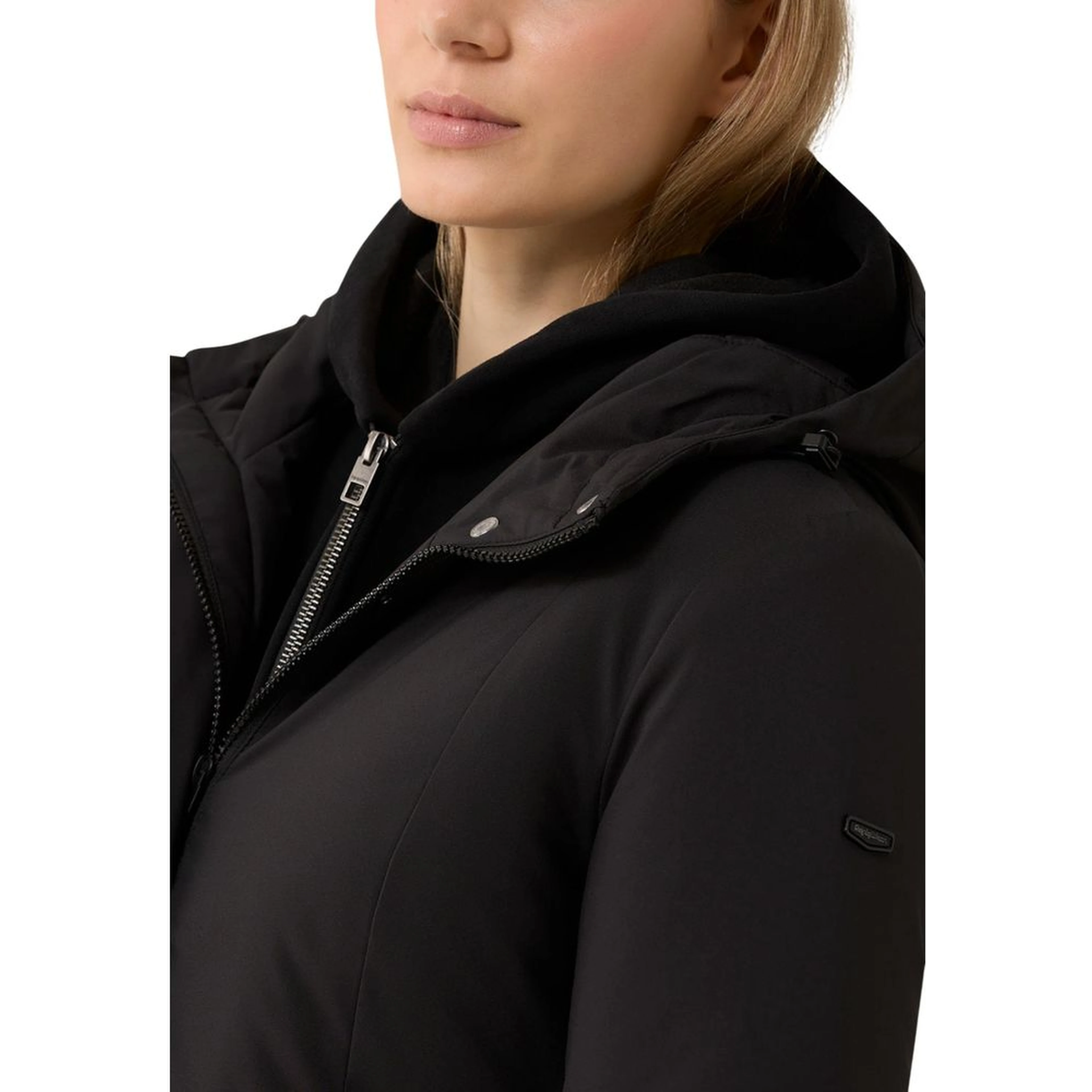 Black Polyester Full-Length Jacket