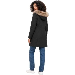 Black Polyester Full-Length Jacket