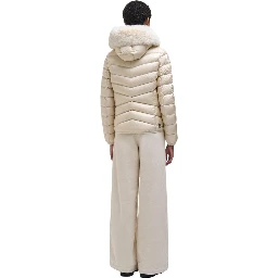 Beige Polyamide Full-Length Jacket