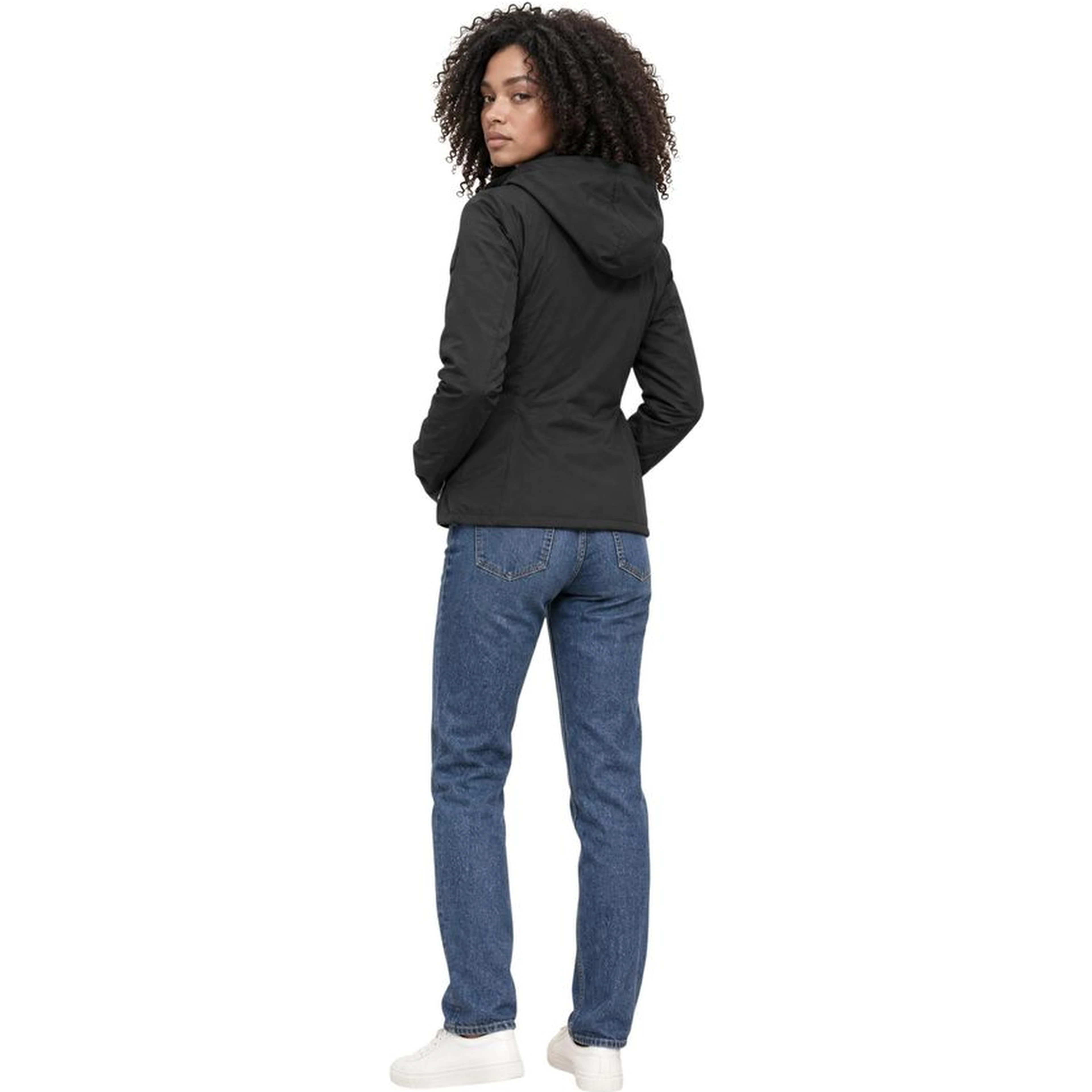 Black Polyester Full-Length Jacket