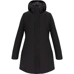 Black Polyester Full-Length Jacket