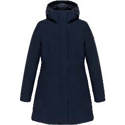 Blue Polyester Full-Length Jacket